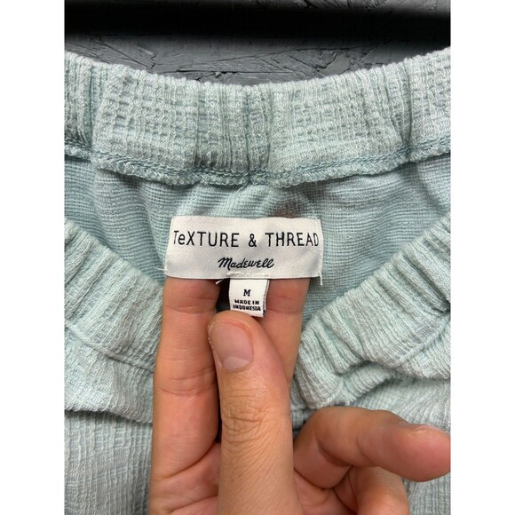 Madewell Texture & Thread Off Shoulder Top Women’s M Mint Green Button Front - Picture 4 of 8